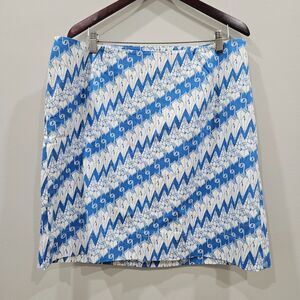 Talbots Womens Umbrella A Line Skirt 16W Blue White Knee Length Unique Preppy